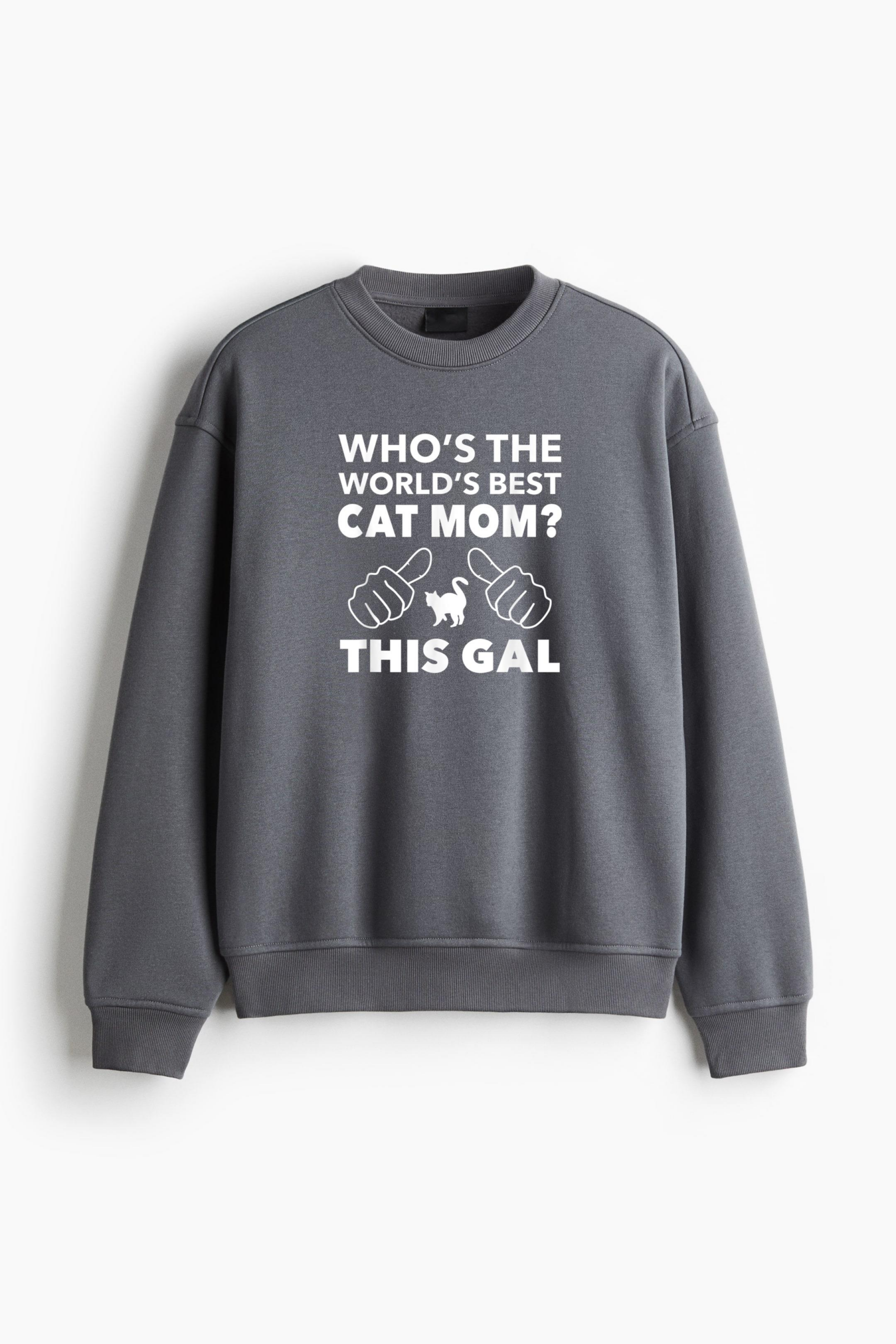 Worlds Best Cat Mom Regular Fit Printed Sweatshirt - Image 2