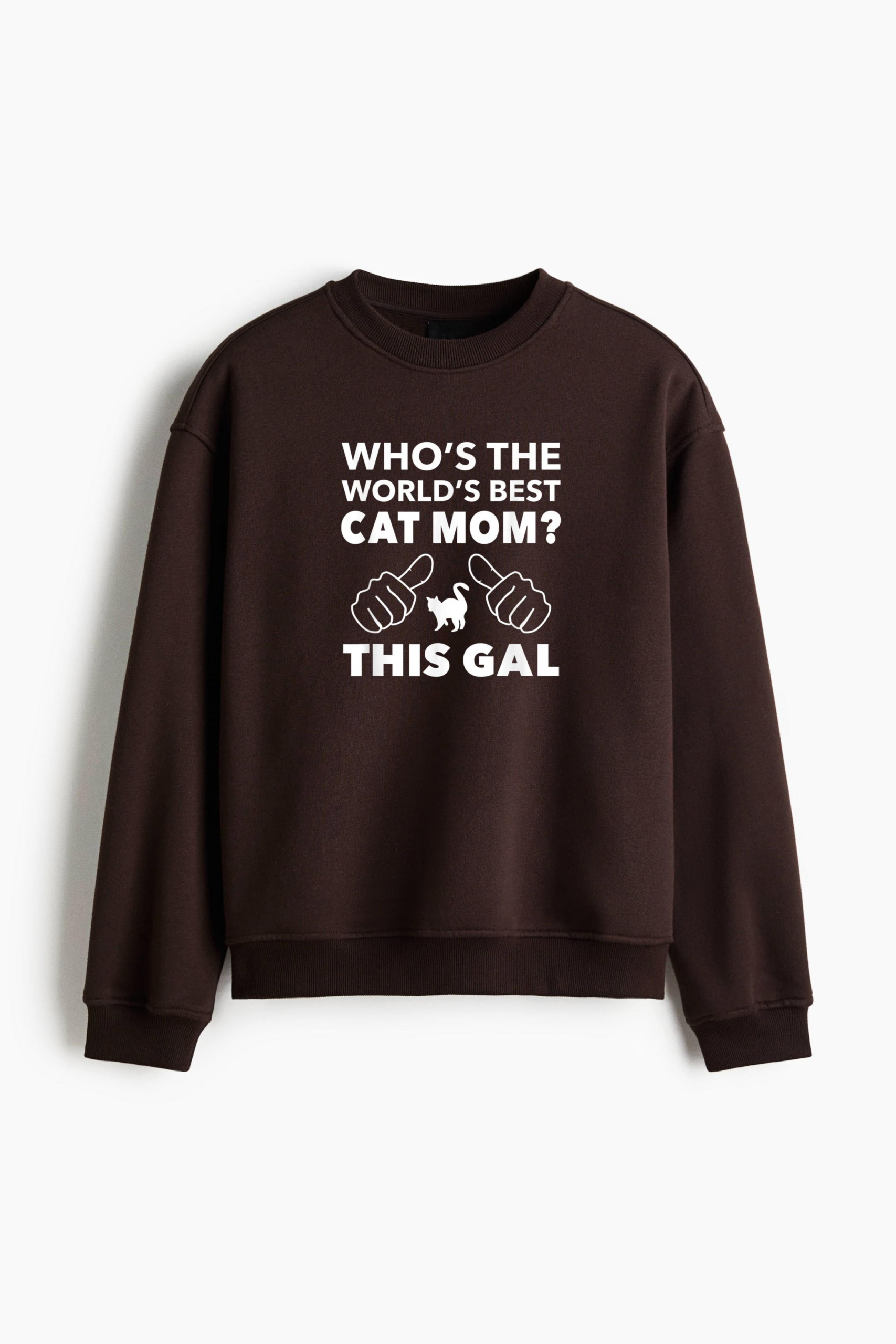 Worlds Best Cat Mom Regular Fit Printed Sweatshirt - Image 3