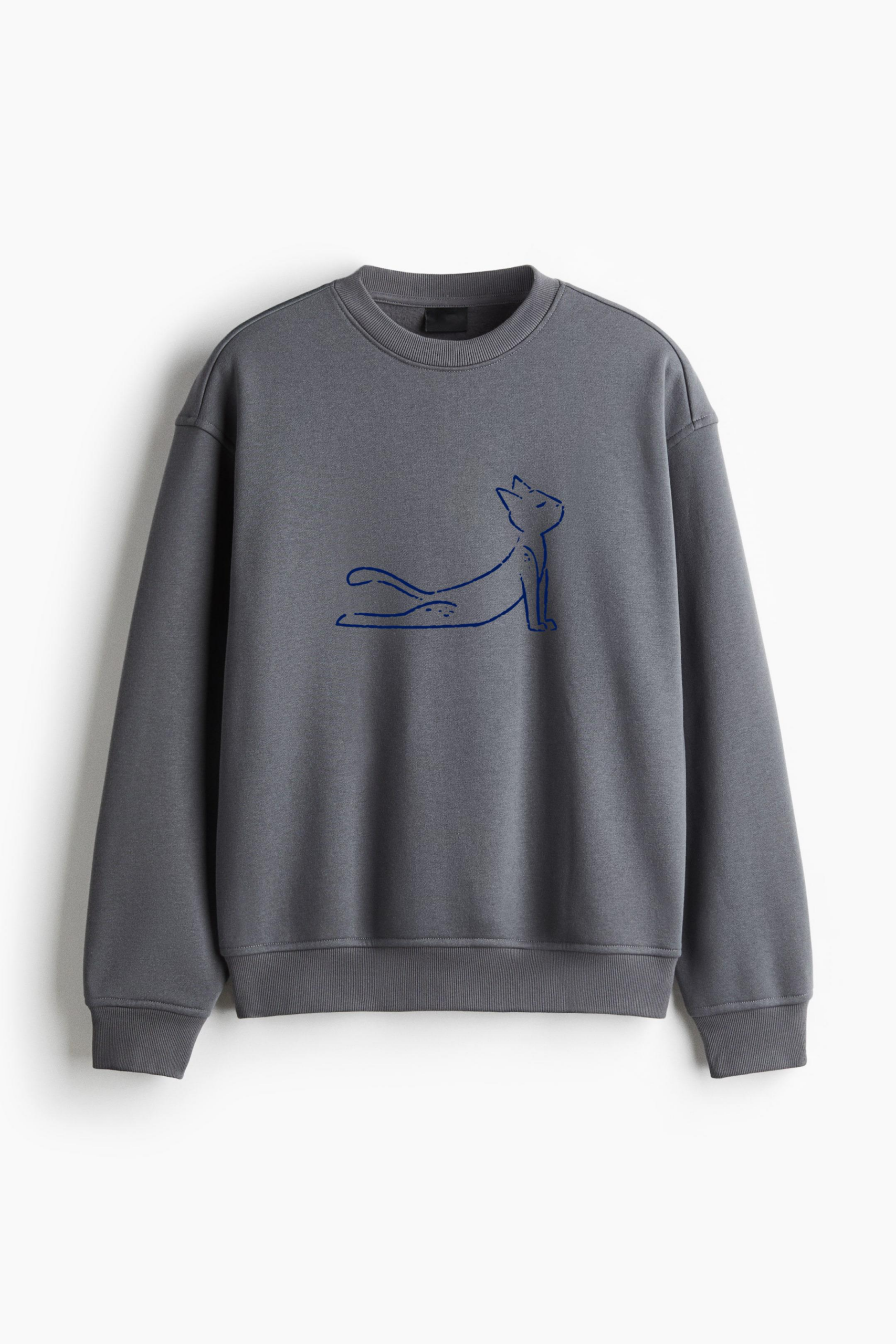 Yoga Cat Stroke Regular Fit Printed Sweatshirt - Image 2
