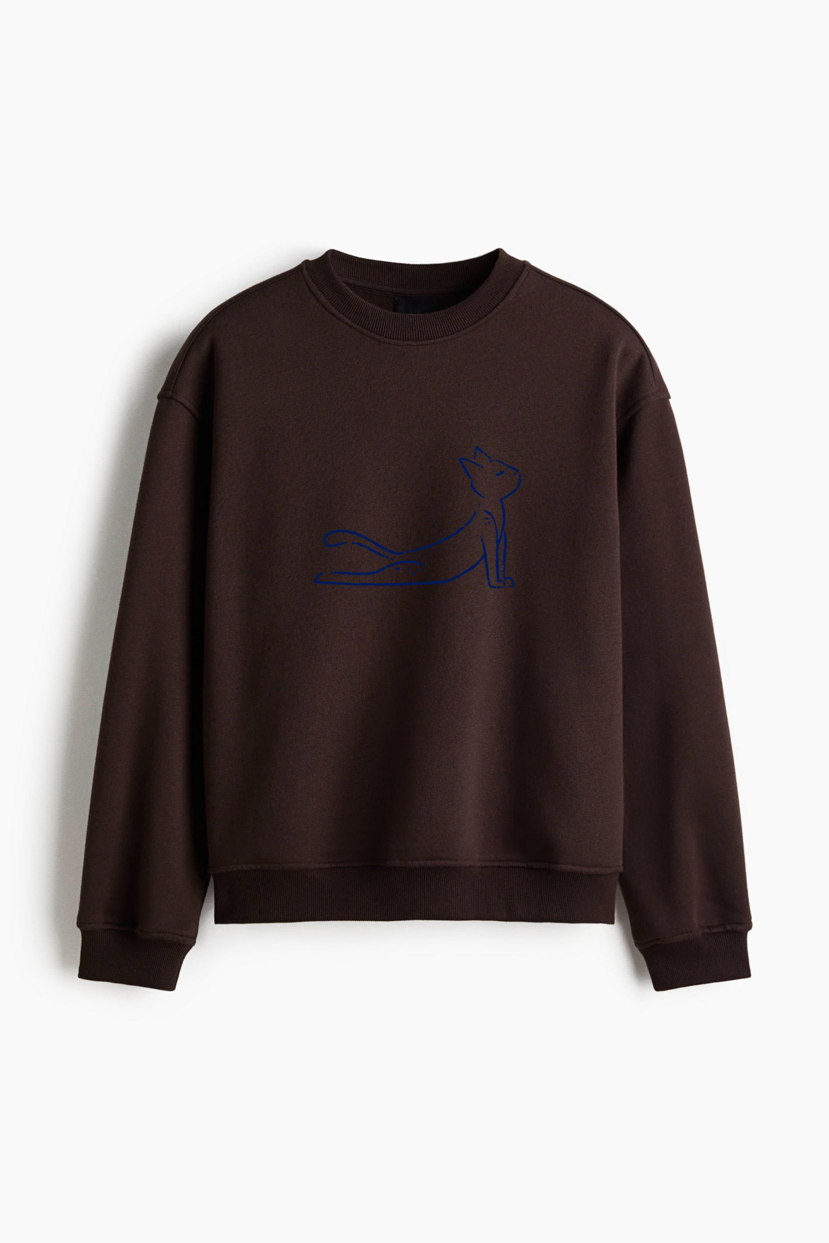 Yoga Cat Stroke Regular Fit Printed Sweatshirt - Image 3