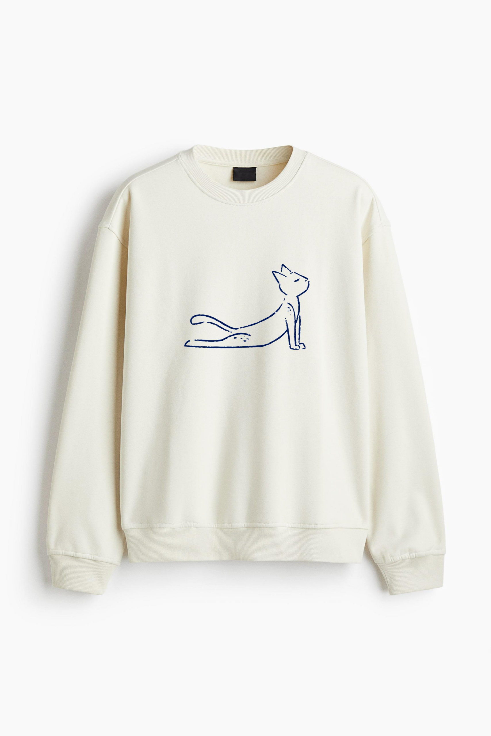 Yoga Cat Stroke Regular Fit Printed Sweatshirt - Image 4